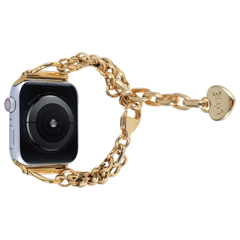 For Apple Watch Ultra 2 Series 9 SE Series 8 7 6 5 4 SE 3 2 1 Three Row Watch Strap Stainless Steel Wrist Band Bracelet with Heart Shape Pendant For Apple Watch Ultra 2 Series 9 SE Series 8 7 6 5 4 SE 3 2 1 Three Row Watch Strap Stainless Steel Wrist Band Bracelet with Heart Shape Pendant